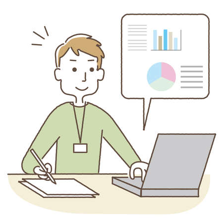 a man who operates a computerのイラスト素材