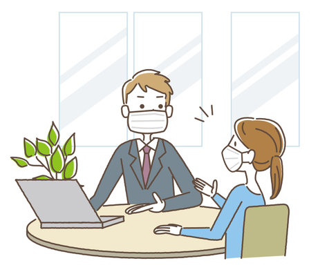 Men and women meeting in-houseのイラスト素材