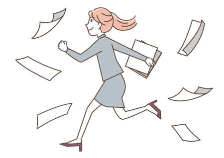 Running Office Worker_Womanのイラスト素材