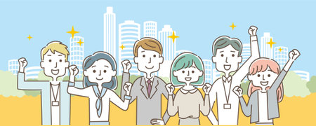 Energetic Office Worker Man and Woman Setのイラスト素材