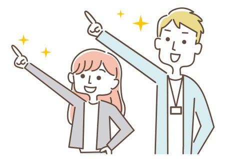 Energetic office worker male and female_pointingのイラスト素材