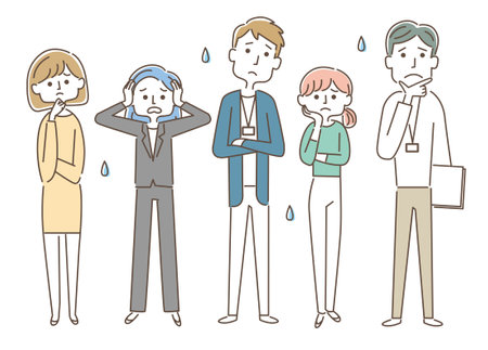 Troubled face male and female setのイラスト素材