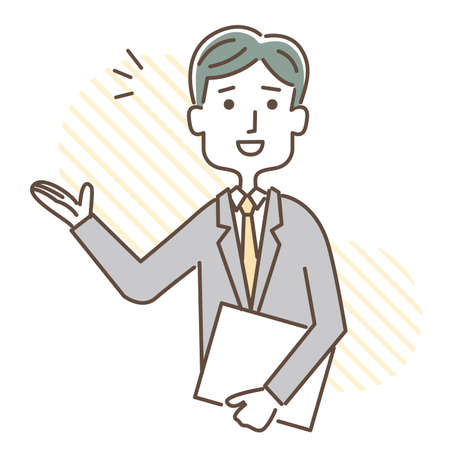 Male office worker responding with a smile Full bodyのイラスト素材