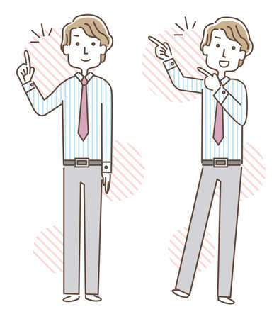Man in Suit Pointing Poseのイラスト素材