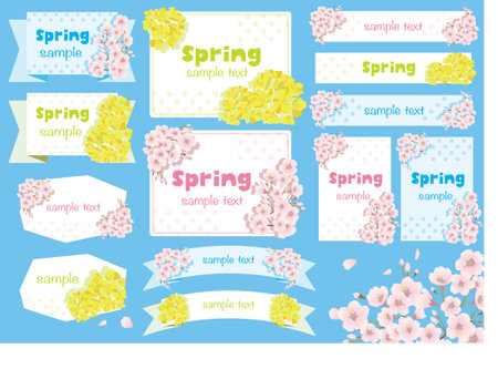 Cherry and rape blossom framesetのイラスト素材