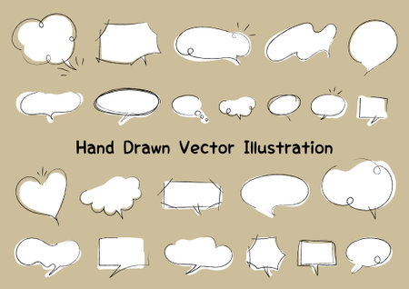Set of hand drawn speech bubbles. Vector illustration for your design.のイラスト素材
