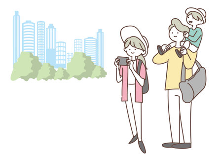 a family who goes on a tripのイラスト素材