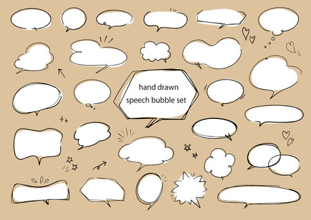 Hand drawn speech bubble setのイラスト素材