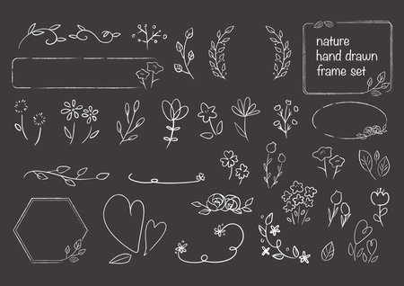 Hand drawn plant framesetのイラスト素材