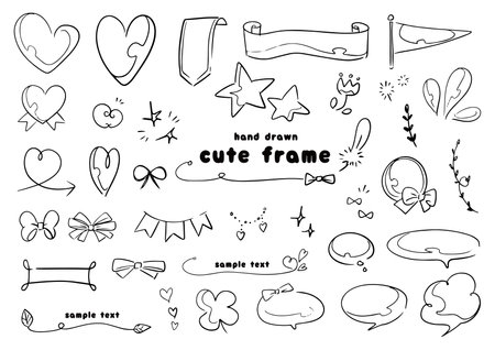 Cute hand drawn framesetのイラスト素材