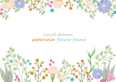 Floral frame with place for your text. Hand drawn vector illustration.のイラスト素材