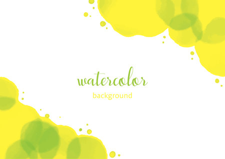 Abstract watercolor background. Yellow and green spots. Vector illustration.のイラスト素材