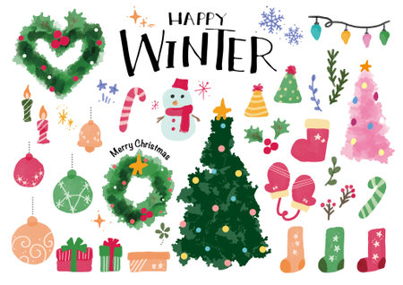 Cute Christmas Hand Drawn Illustration Stockのイラスト素材