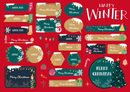 Set of Merry Christmas and Happy New Year design elements. Vector illustrationのイラスト素材