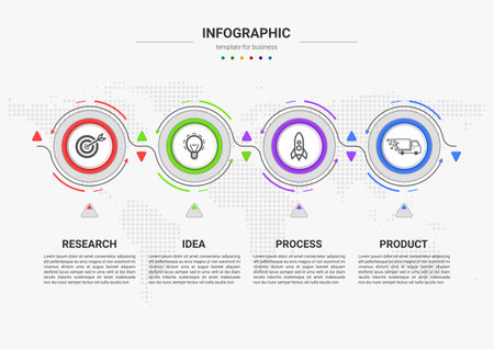 Steps timeline business process infographics element template designのイラスト素材