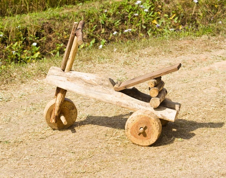 Car toy made of wood.の写真素材