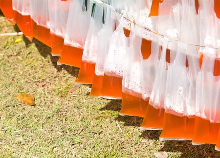 Syrup in a plastic bag の写真素材