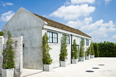Toilet with blue sky の写真素材