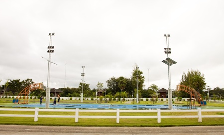 A basketball court with Solar energy