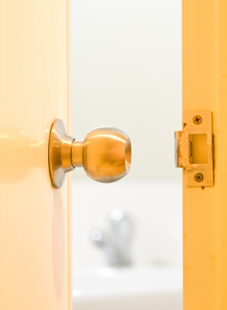 A doorknob is opened の写真素材