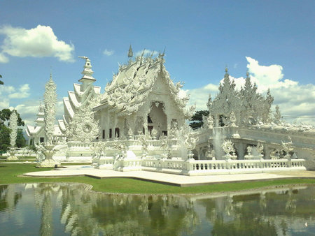 Rongkhun Temple at Chiangrai, Thailand after earthquake.の素材