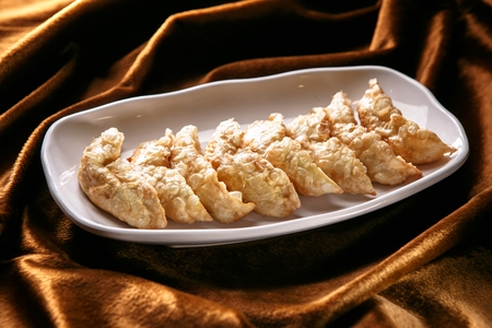 Fried Dumplings on tableの写真素材