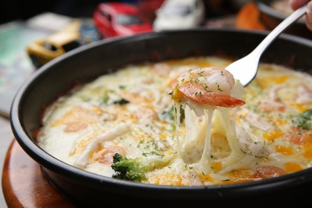 Pizza to eat with a spoonの写真素材