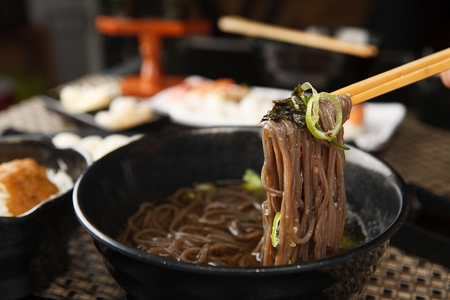buckwheat soba noodlesの写真素材