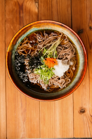 buckwheat soba noodlesの写真素材