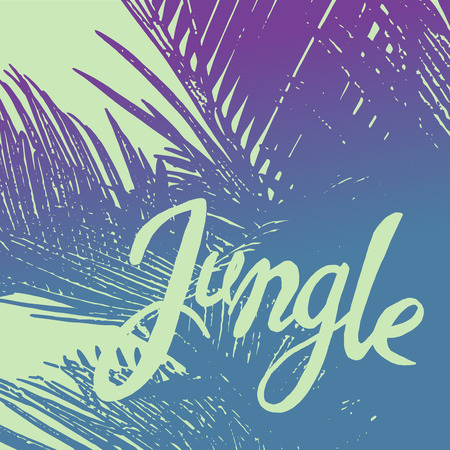 Jungle ink phrase on the colorful palm tree backgroundのイラスト素材