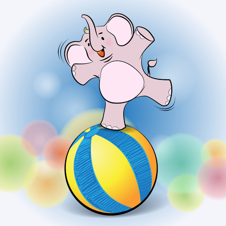 cute elephant play on Ballのイラスト素材