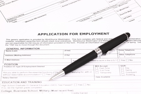 application for employment with penの写真素材