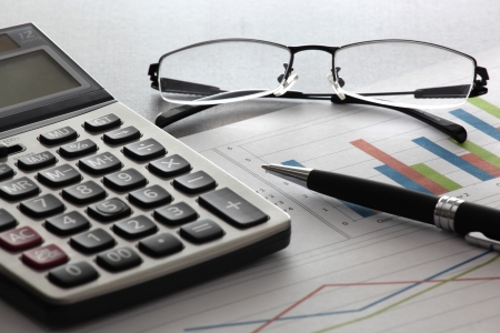 Graphs and charts,The workplace of businessの写真素材