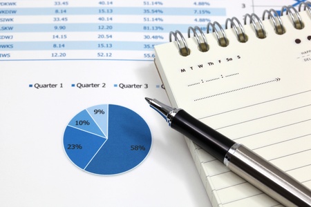 Business graph analysis report with penの写真素材