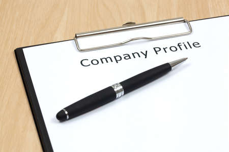 The word company close up in paper