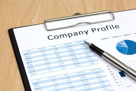 The word company close up in paperの写真素材