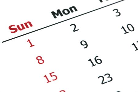 Closeup a calendar pageの写真素材