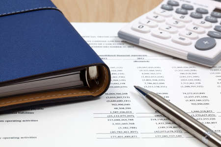 Financial paper charts and graphsの写真素材