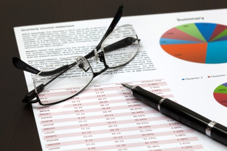 Financial graphs analysis on tableの写真素材