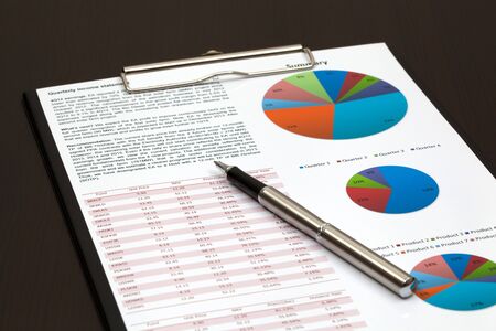 Financial graphs analysis on tableの写真素材