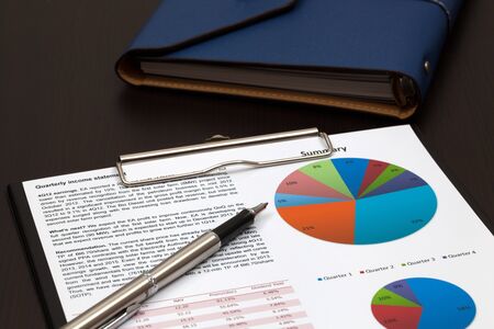 Financial graphs analysis on tableの写真素材