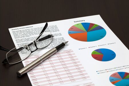 Financial graphs analysis on tableの写真素材