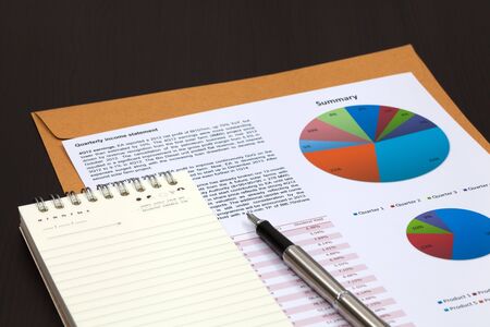 Financial graphs analysis on tableの写真素材