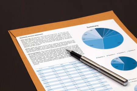 Financial graphs analysis on tableの写真素材