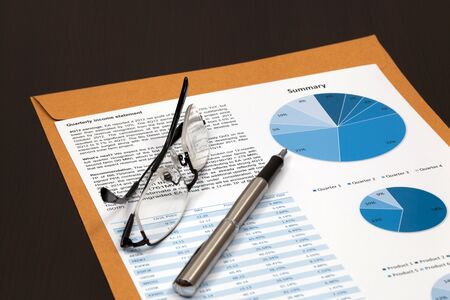 Financial graphs analysis on tableの写真素材