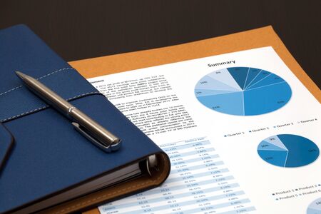 Financial graphs analysis on tableの写真素材
