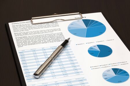 Financial graphs analysis on tableの写真素材