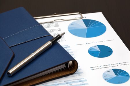 Financial graphs analysis on tableの写真素材