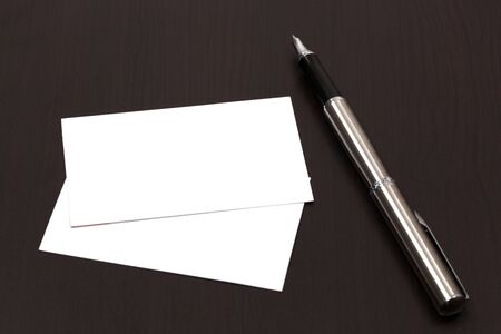 business card on table with penの写真素材