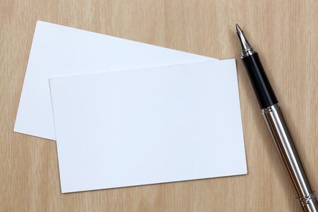 business card on table with penの写真素材